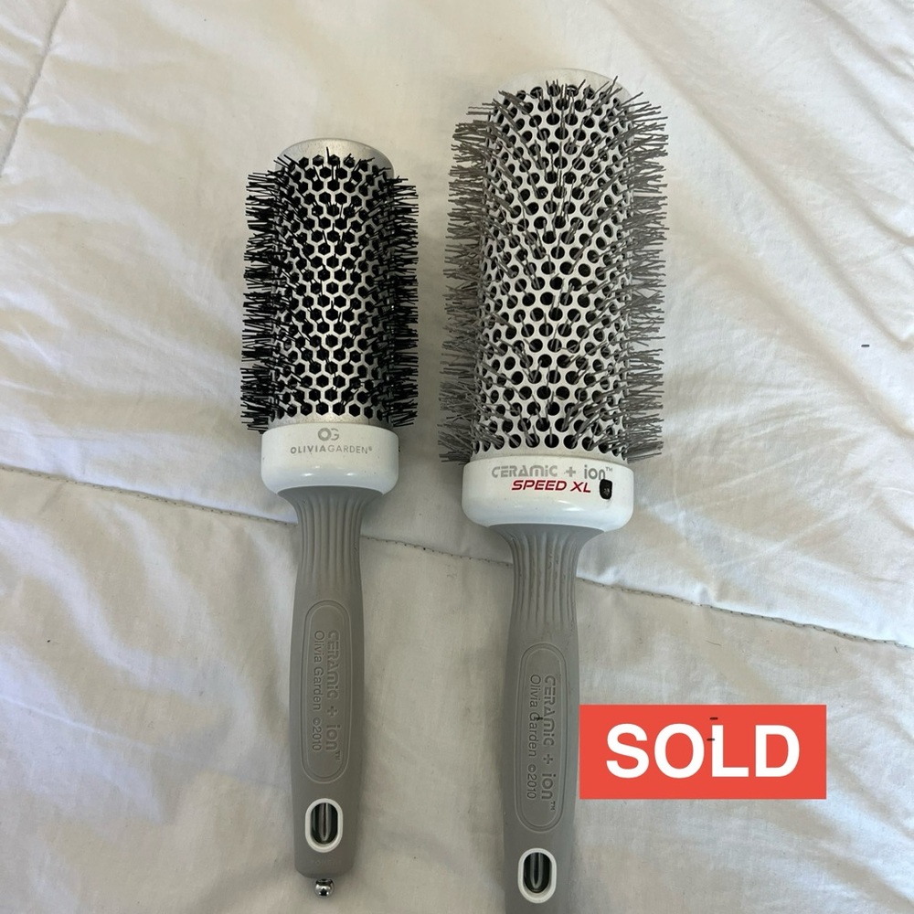 SOLD $20 Olivia Garden Gray Ceramic Ion Hair Brushes - size 45 and 55XL